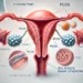 An informative medical illustration showing a human female reproductive …